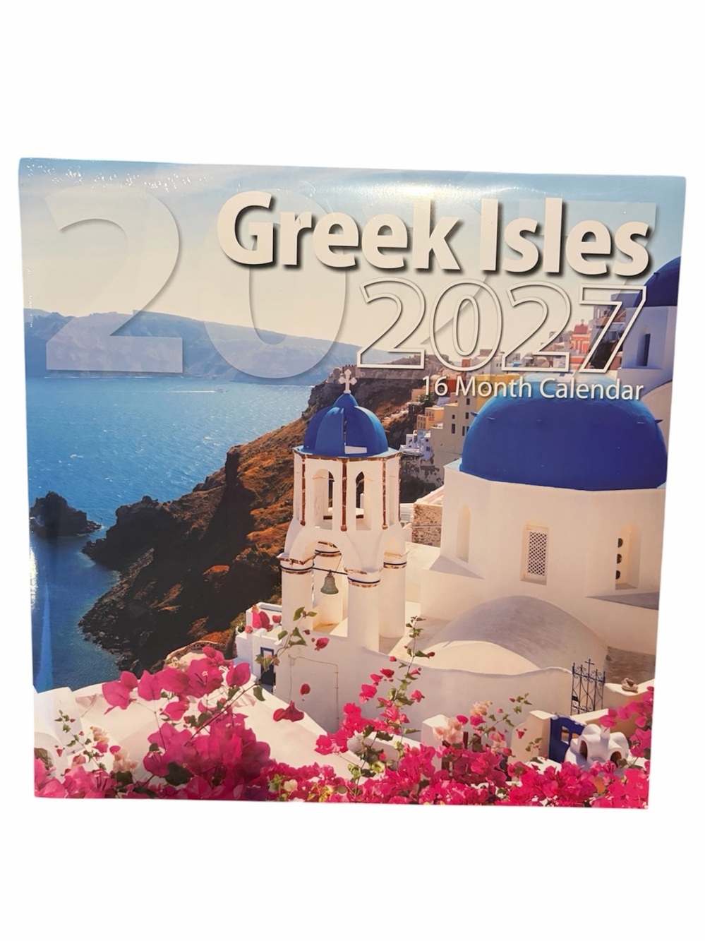 Greek Isles 2027 Wall Calendar - Blue, White & Pink